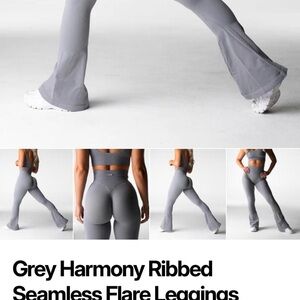 NVGTN Grey Ribbed Seamless Flare Leggings